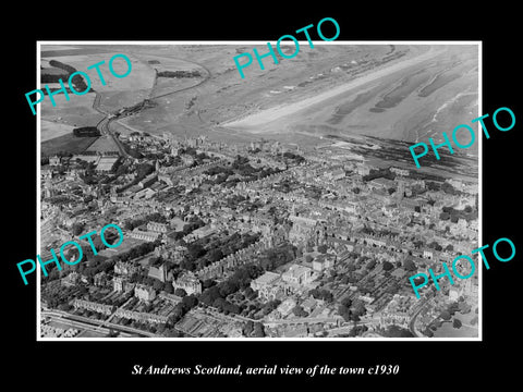 OLD LARGE HISTORIC PHOTO OF ST ANDREWS SCOTLAND, AERIAL VIEW OF THE TOWN c1930 2