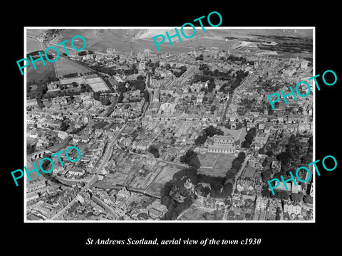 OLD LARGE HISTORIC PHOTO OF ST ANDREWS SCOTLAND, AERIAL VIEW OF THE TOWN c1930 3