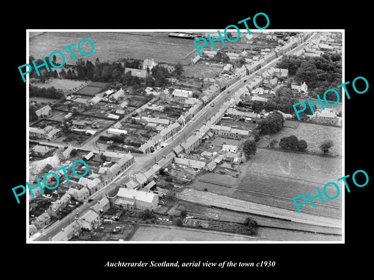 OLD LARGE HISTORIC PHOTO OF AUCHTERARDER SCOTLAND, AERIAL VIEW OF TOWN c1930 1