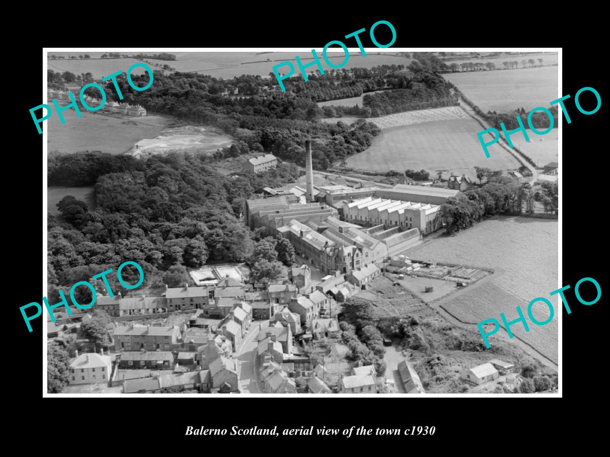 OLD LARGE HISTORIC PHOTO OF BALERNO SCOTLAND, AERIAL VIEW OF THE TOWN c1930