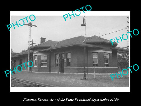 OLD LARGE HISTORIC PHOTO OF FLORENCE KANSAS, THE RAILROAD DEPOT STATION c1950