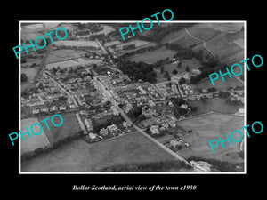 OLD LARGE HISTORIC PHOTO OF DOLLAR SCOTLAND, AERIAL VIEW OF THE TOWN c1930 2