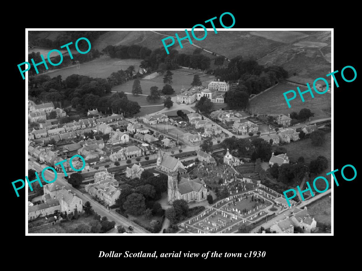 OLD LARGE HISTORIC PHOTO OF DOLLAR SCOTLAND, AERIAL VIEW OF THE TOWN c1930 3