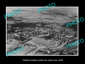 OLD LARGE HISTORIC PHOTO OF FALKIRK SCOTLAND, AERIAL VIEW OF THE TOWN c1940 2