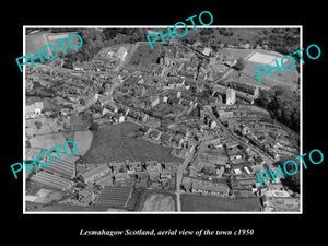 OLD LARGE HISTORIC PHOTO OF LESMAHAGOW SCOTLAND, AERIAL VIEW OF TOWN c1950