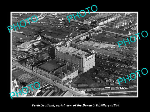 OLD LARGE HISTORIC PHOTO OF PERTH SCOTLAND, VIEW OF THE DEWARS DISTILLERY c1930