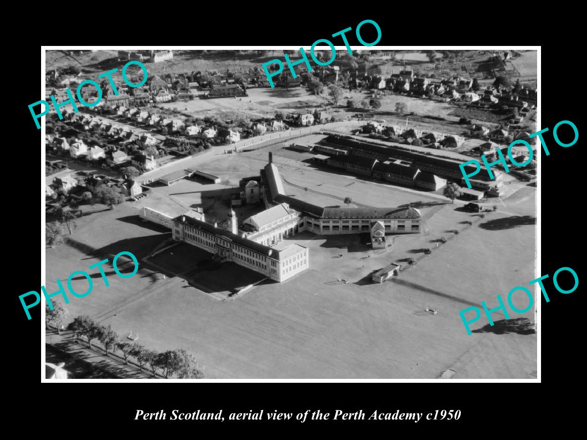 OLD LARGE HISTORIC PHOTO OF PERTH SCOTLAND, VIEW OF THE PERTH ACADEMY c1950