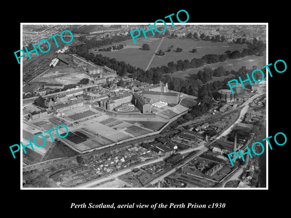 OLD LARGE HISTORIC PHOTO OF PERTH SCOTLAND, VIEW OF THE PERTH PRISON c1930