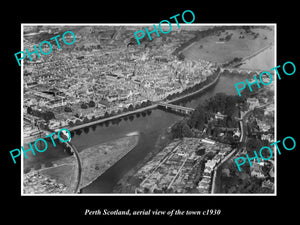 OLD LARGE HISTORIC PHOTO OF PERTH SCOTLAND, AERIAL VIEW OF THE TOWN c1930 3