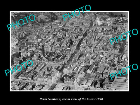 OLD LARGE HISTORIC PHOTO OF PERTH SCOTLAND, AERIAL VIEW OF THE TOWN c1930 4