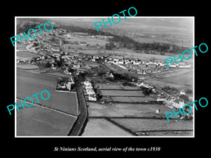 OLD LARGE HISTORIC PHOTO OF ST NINIANS SCOTLAND, AERIAL VIEW OF THE TOWN c1930