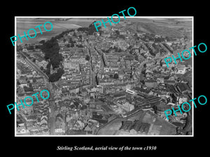 OLD LARGE HISTORIC PHOTO OF STIRLING SCOTLAND, AERIAL VIEW OF THE TOWN c1930 2