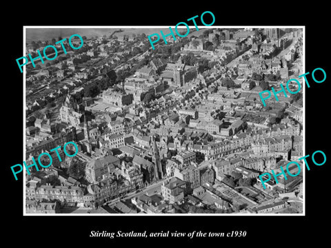 OLD LARGE HISTORIC PHOTO OF STIRLING SCOTLAND, AERIAL VIEW OF THE TOWN c1930 4