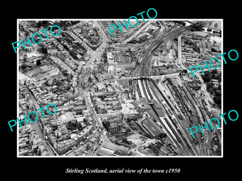 OLD LARGE HISTORIC PHOTO OF STIRLING SCOTLAND, AERIAL VIEW OF THE TOWN c1950 2