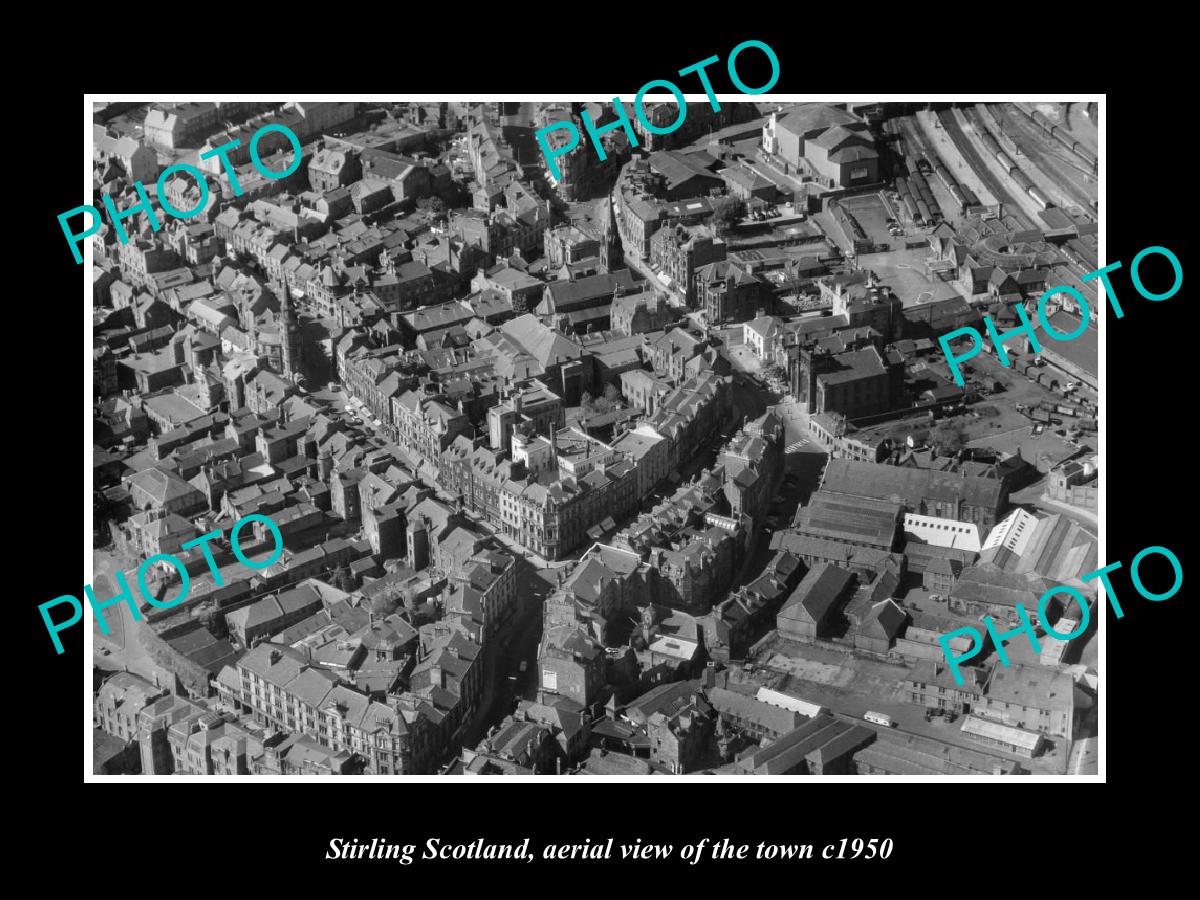 OLD LARGE HISTORIC PHOTO OF STIRLING SCOTLAND, AERIAL VIEW OF THE TOWN c1950 3