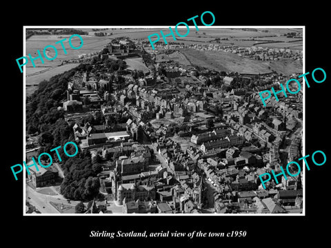 OLD LARGE HISTORIC PHOTO OF STIRLING SCOTLAND, AERIAL VIEW OF THE TOWN c1950 4