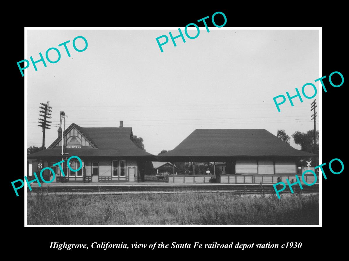 OLD LARGE HISTORIC PHOTO OF HIGHGROVE CALIFORNIA, RAILROAD DEPOT STATION c1930