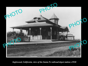 OLD LARGE HISTORIC PHOTO OF INGLEWOOD CALIFORNIA, RAILROAD DEPOT STATION c1930