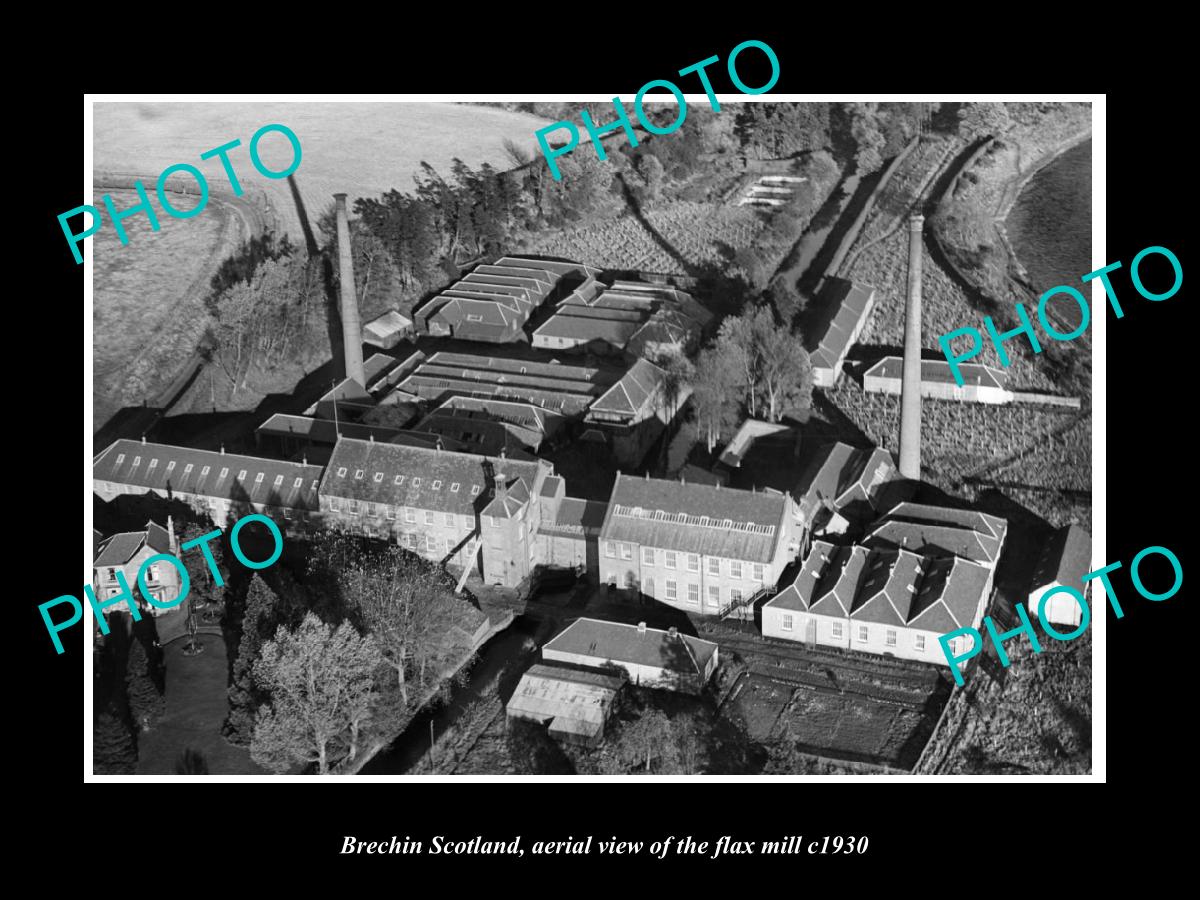 OLD LARGE HISTORIC PHOTO OF BRECHIN SCOTLAND, VIEW OF THE FLAX MILL c1930