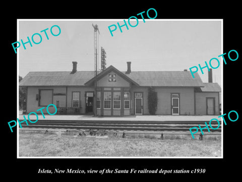 OLD LARGE HISTORIC PHOTO OF ISLETA NEW MEXICO, THE RAILROAD DEPOT STATION c1930