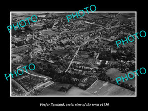 OLD LARGE HISTORIC PHOTO OF FORFAR SCOTLAND, AERIAL VIEW OF THE TOWN c1950 1