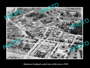 OLD LARGE HISTORIC PHOTO OF MONTROSE SCOTLAND, AERIAL VIEW OF THE TOWN c1930 1