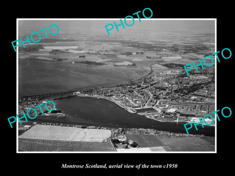 OLD LARGE HISTORIC PHOTO OF MONTROSE SCOTLAND, AERIAL VIEW OF THE TOWN c1950 2