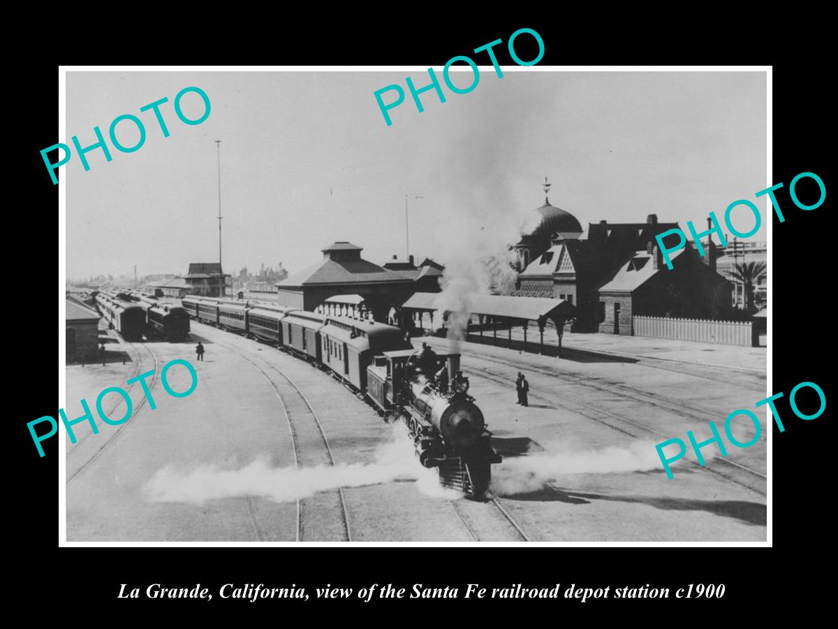 OLD LARGE HISTORIC PHOTO OF LE GRANDE CALIFORNIA, RAILROAD DEPOT STATION c1900