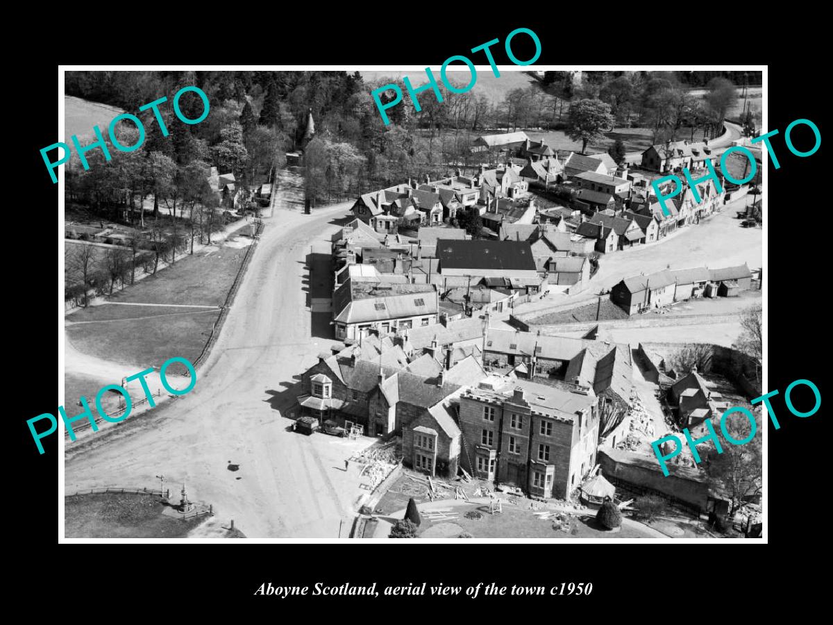 OLD LARGE HISTORIC PHOTO OF ABOYNE SCOTLAND, AERIAL VIEW OF THE TOWN c1950 1