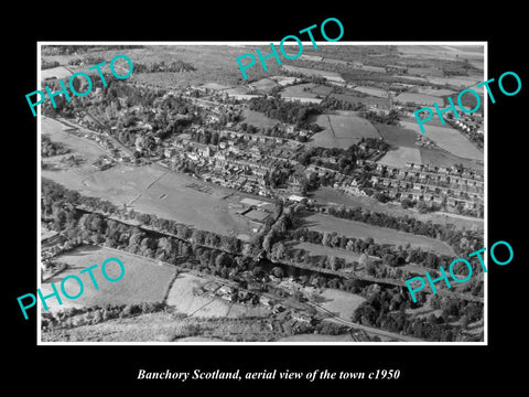 OLD LARGE HISTORIC PHOTO OF BANCHORY SCOTLAND, AERIAL VIEW OF THE TOWN c1950 1