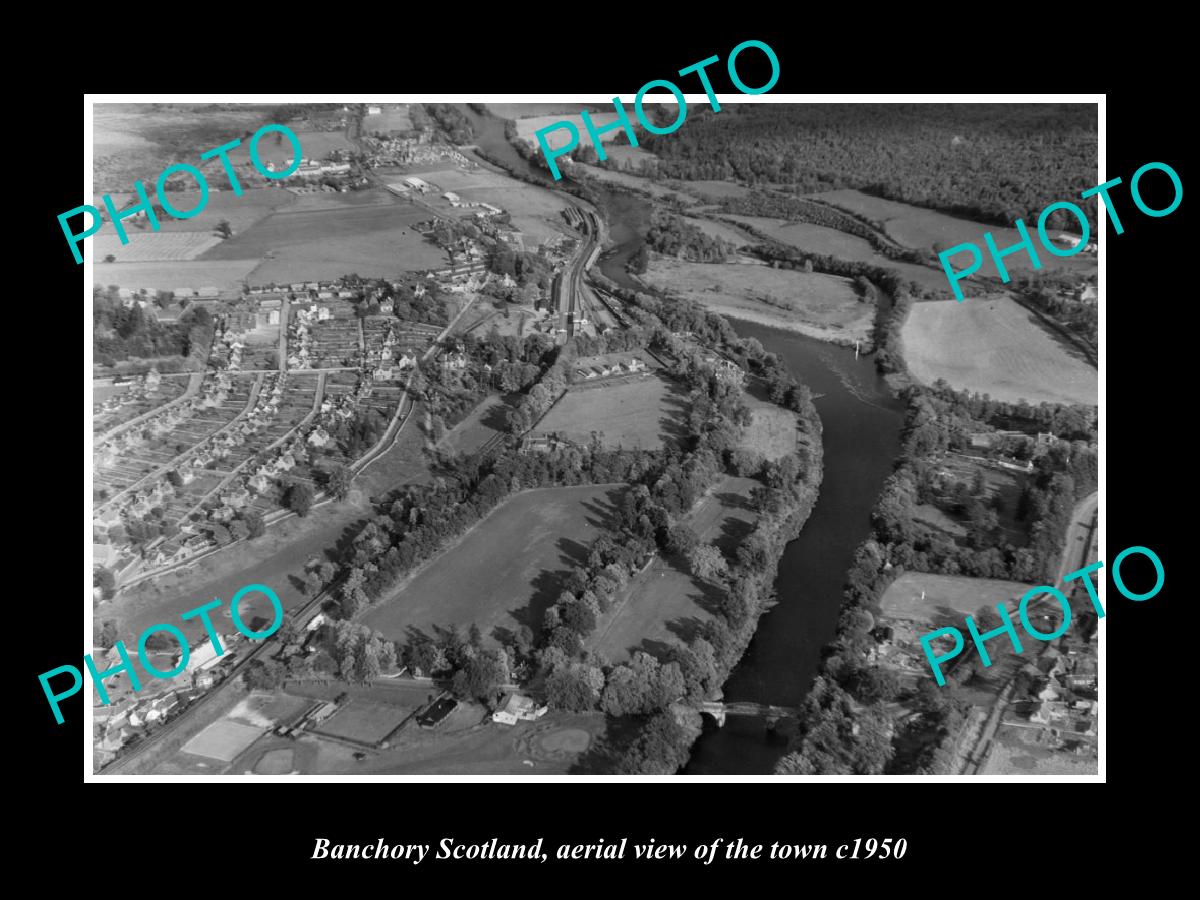 OLD LARGE HISTORIC PHOTO OF BANCHORY SCOTLAND, AERIAL VIEW OF THE TOWN c1950 2