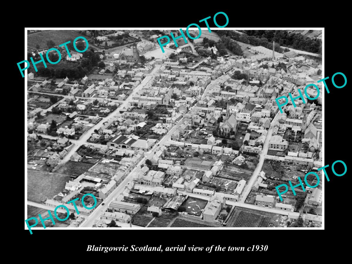 OLD LARGE HISTORIC PHOTO OF BLAIRGOWRIE SCOTLAND, AERIAL VIEW OF TOWN c1930 1