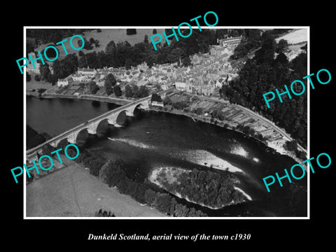 OLD LARGE HISTORIC PHOTO OF DUNKELD SCOTLAND, AERIAL VIEW OF THE TOWN c1930 2