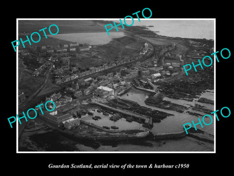 OLD LARGE HISTORIC PHOTO OF GOURDON SCOTLAND, AERIAL VIEW OF THE TOWN c1950 3