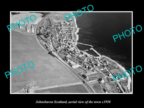 OLD LARGE HISTORIC PHOTO OF JOHNSHAVEN SCOTLAND, AERIAL VIEW OF THE TOWN c1950 1