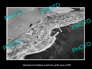 OLD LARGE HISTORIC PHOTO OF JOHNSHAVEN SCOTLAND, AERIAL VIEW OF THE TOWN c1950 2