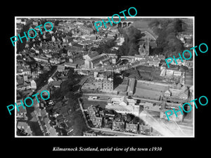 OLD LARGE HISTORIC PHOTO OF KILMARNOCK SCOTLAND, AERIAL VIEW OF THE TOWN c1930 2