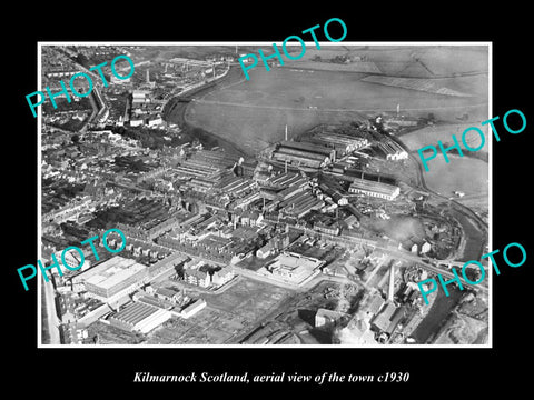 OLD LARGE HISTORIC PHOTO OF KILMARNOCK SCOTLAND, AERIAL VIEW OF THE TOWN c1930 3