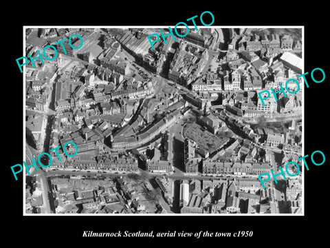 OLD LARGE HISTORIC PHOTO OF KILMARNOCK SCOTLAND, AERIAL VIEW OF THE TOWN c1950 1