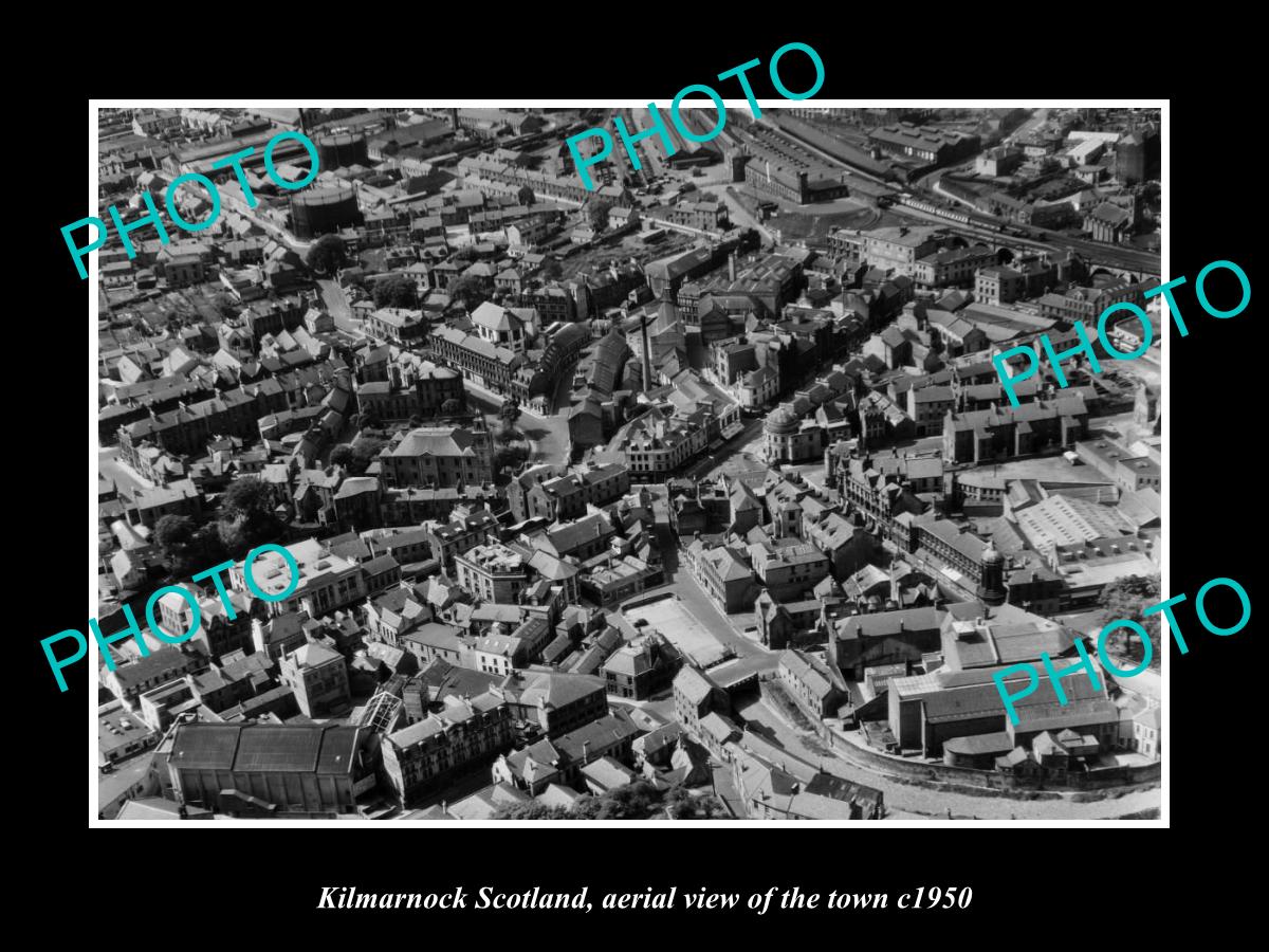 OLD LARGE HISTORIC PHOTO OF KILMARNOCK SCOTLAND, AERIAL VIEW OF THE TOWN c1950 3