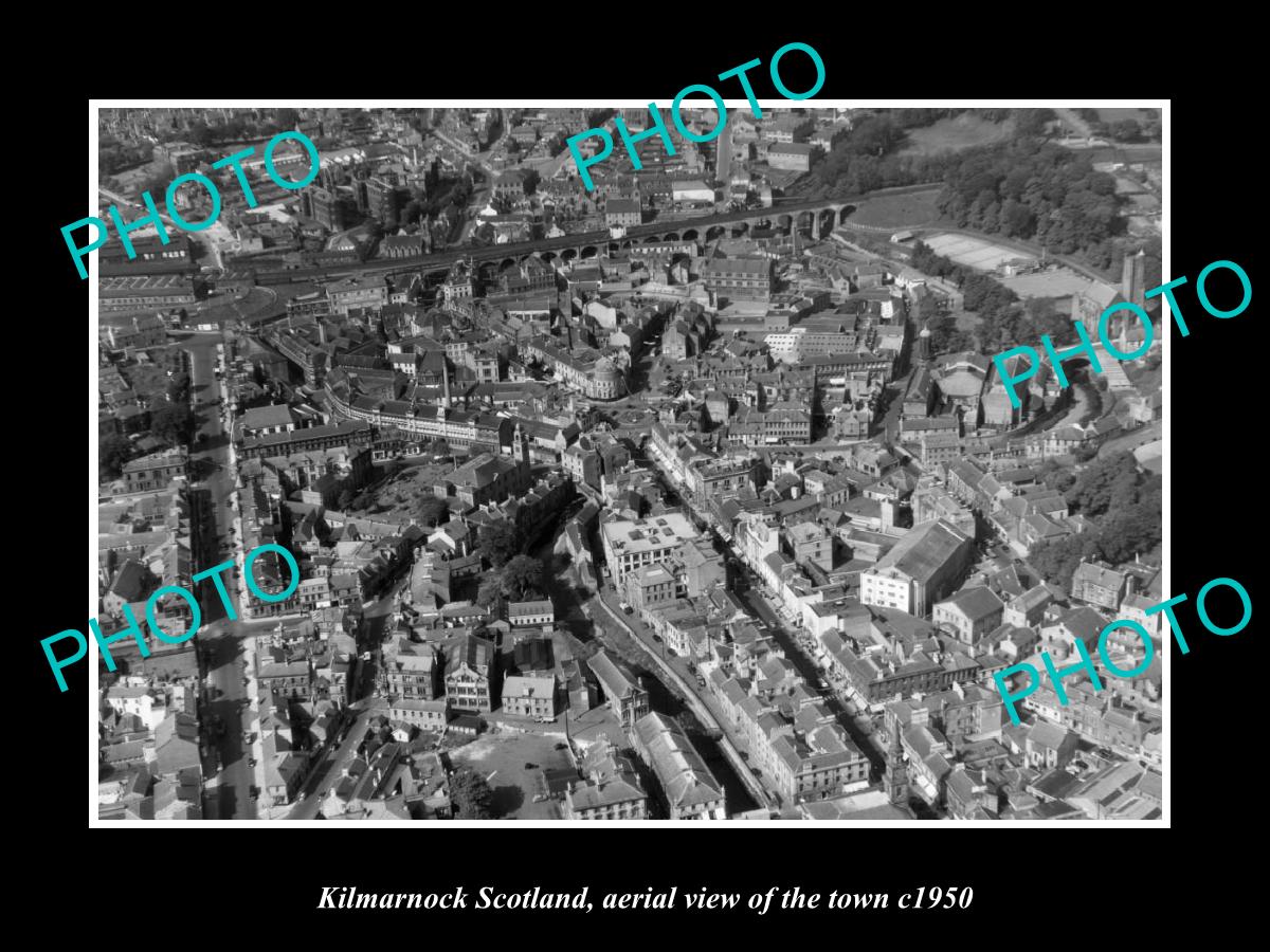 OLD LARGE HISTORIC PHOTO OF KILMARNOCK SCOTLAND, AERIAL VIEW OF THE TOWN c1950 4