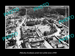 OLD LARGE HISTORIC PHOTO OF PITLOCHRY SCOTLAND, AERIAL VIEW OF THE TOWN c1950 3