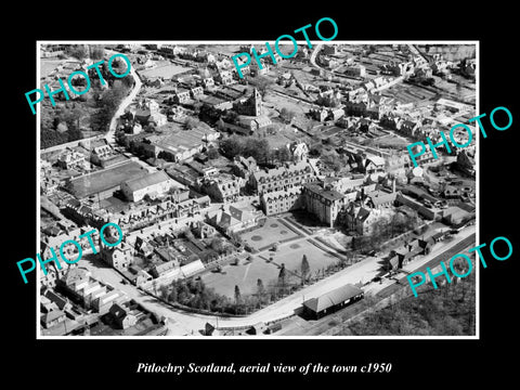 OLD LARGE HISTORIC PHOTO OF PITLOCHRY SCOTLAND, AERIAL VIEW OF THE TOWN c1950 4