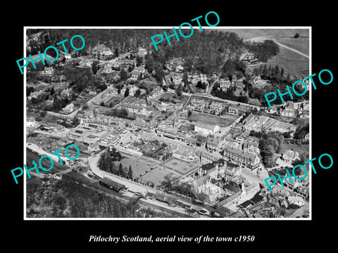 OLD LARGE HISTORIC PHOTO OF PITLOCHRY SCOTLAND, AERIAL VIEW OF THE TOWN c1950 5