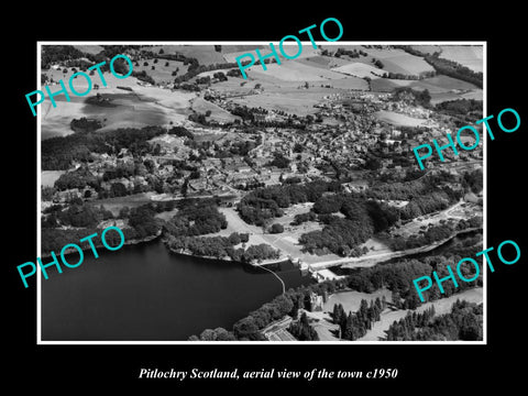 OLD LARGE HISTORIC PHOTO OF PITLOCHRY SCOTLAND, AERIAL VIEW OF THE TOWN c1950 7