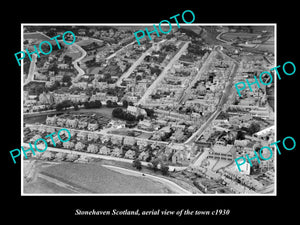 OLD LARGE HISTORIC PHOTO OF STONEHAVEN SCOTLAND, AERIAL VIEW OF TOWN c1930 1