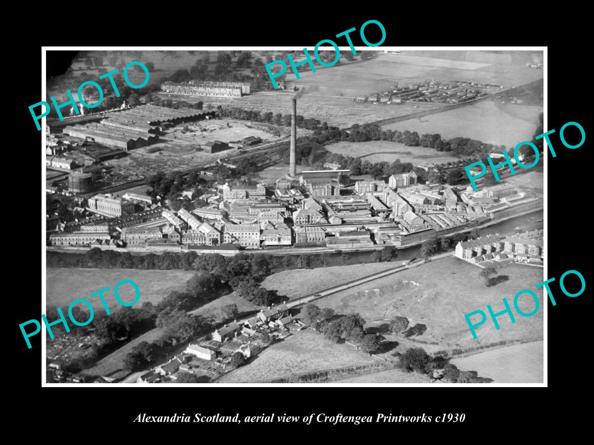 OLD LARGE HISTORIC PHOTO OF ALEXANDRIA SCOTLAND, THE CROFTENGEN PRINT WORKS 1930