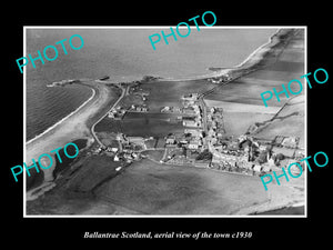 OLD LARGE HISTORIC PHOTO OF BALLANTRAE SCOTLAND, AERIAL VIEW OF THE TOWN c1930 1