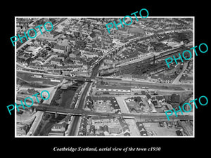 OLD LARGE HISTORIC PHOTO OF COATBRIDGE SCOTLAND, AERIAL VIEW OF THE TOWN c1930 2