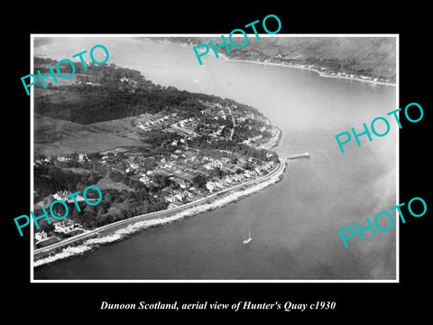 OLD LARGE HISTORIC PHOTO OF DUNOON SCOTLAND, AERIAL VIEW OF HUNTERS QUAY c1930